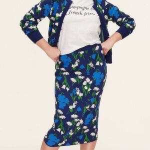 Kate Spade Blue Floral Pencil Skirt